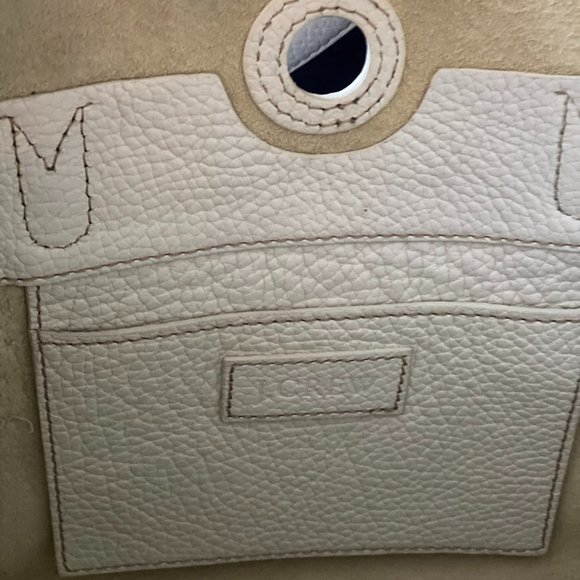 Vintage J.Crew White Pebbled Leather Hobo/Tote Bag - Picture 8 of 12